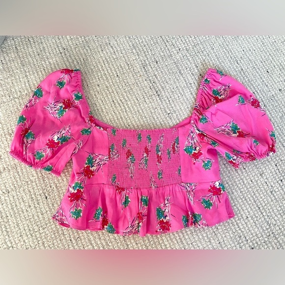 Zara Pink Floral Milkmaid Crop Top - Picture 10 of 10